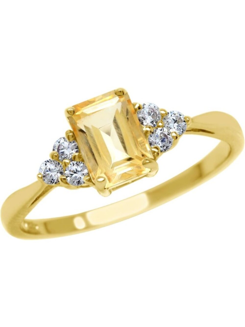 7x5mm Octagon Birthstone Ring in White/Yellow Gold Plated 925 Sterling Silver